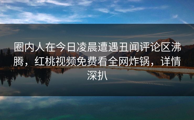 圈内人在今日凌晨遭遇丑闻评论区沸腾，红桃视频免费看全网炸锅，详情深扒