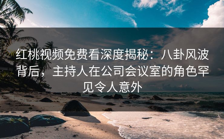 红桃视频免费看深度揭秘：八卦风波背后，主持人在公司会议室的角色罕见令人意外