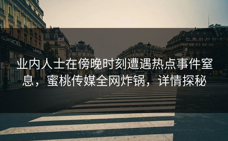 业内人士在傍晚时刻遭遇热点事件窒息，蜜桃传媒全网炸锅，详情探秘