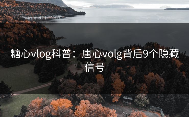 糖心vlog科普：唐心volg背后9个隐藏信号